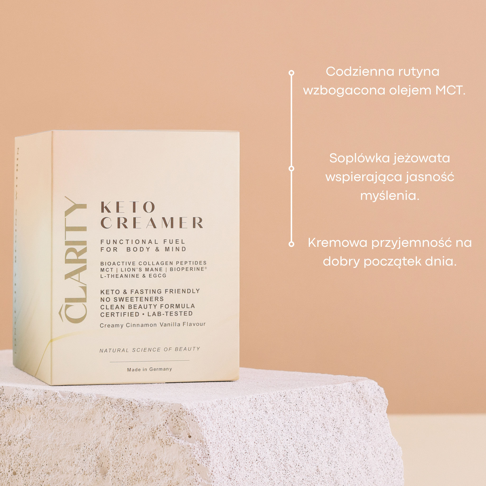 CLARITY Keto Creamer – kremowy dodatek do kawy z kolagenem i kokosem