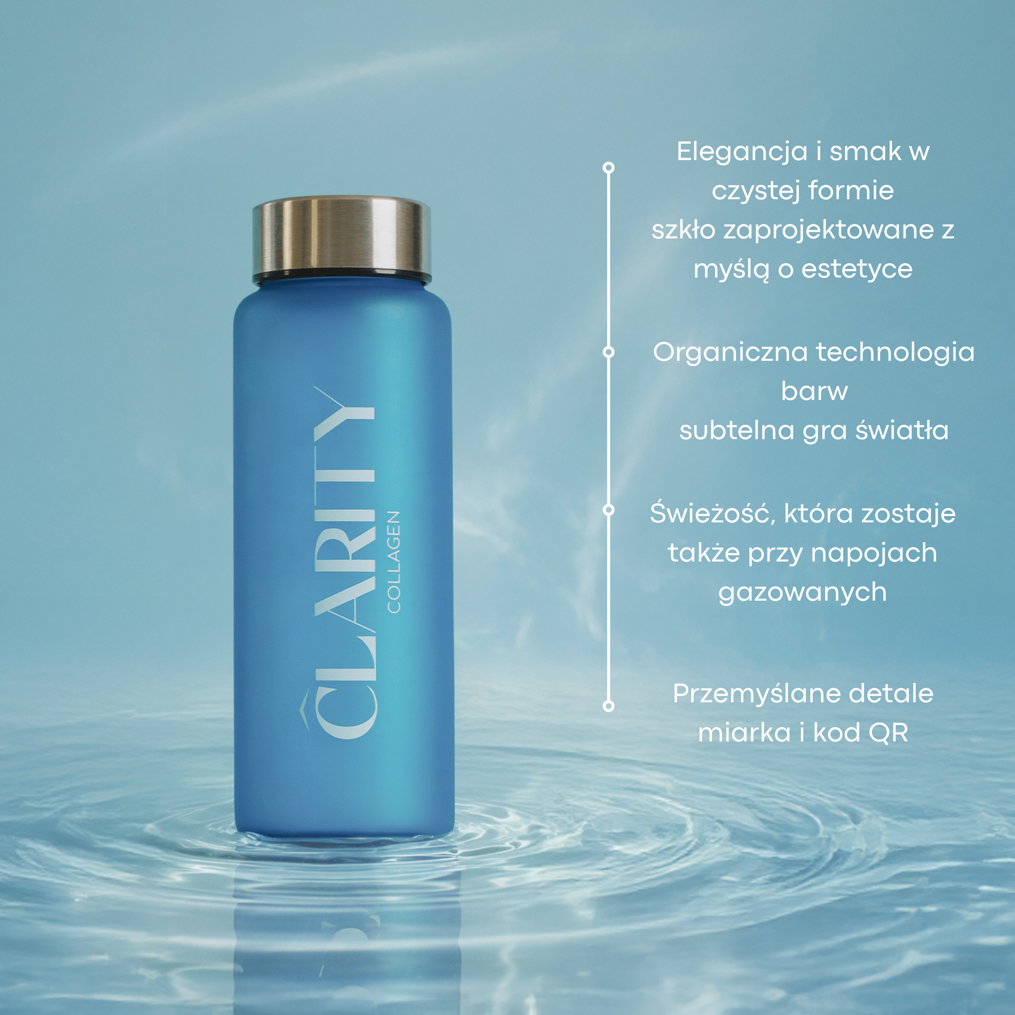 Butelka CLARITY – szklany shaker do mieszania kolagenu z wodą