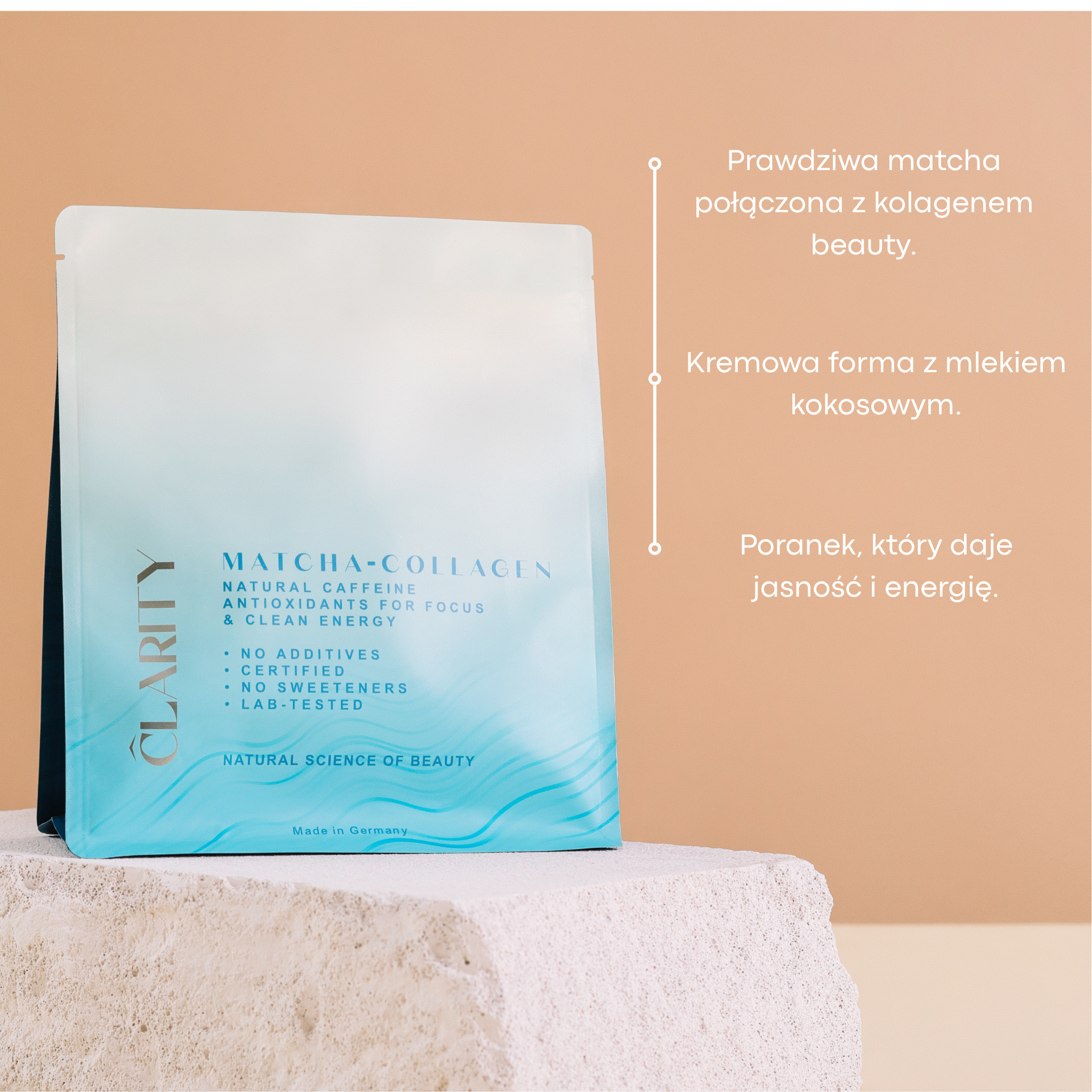 CLARITY Matcha Collagen – napój kolagenowy z matchą kokosem i latte