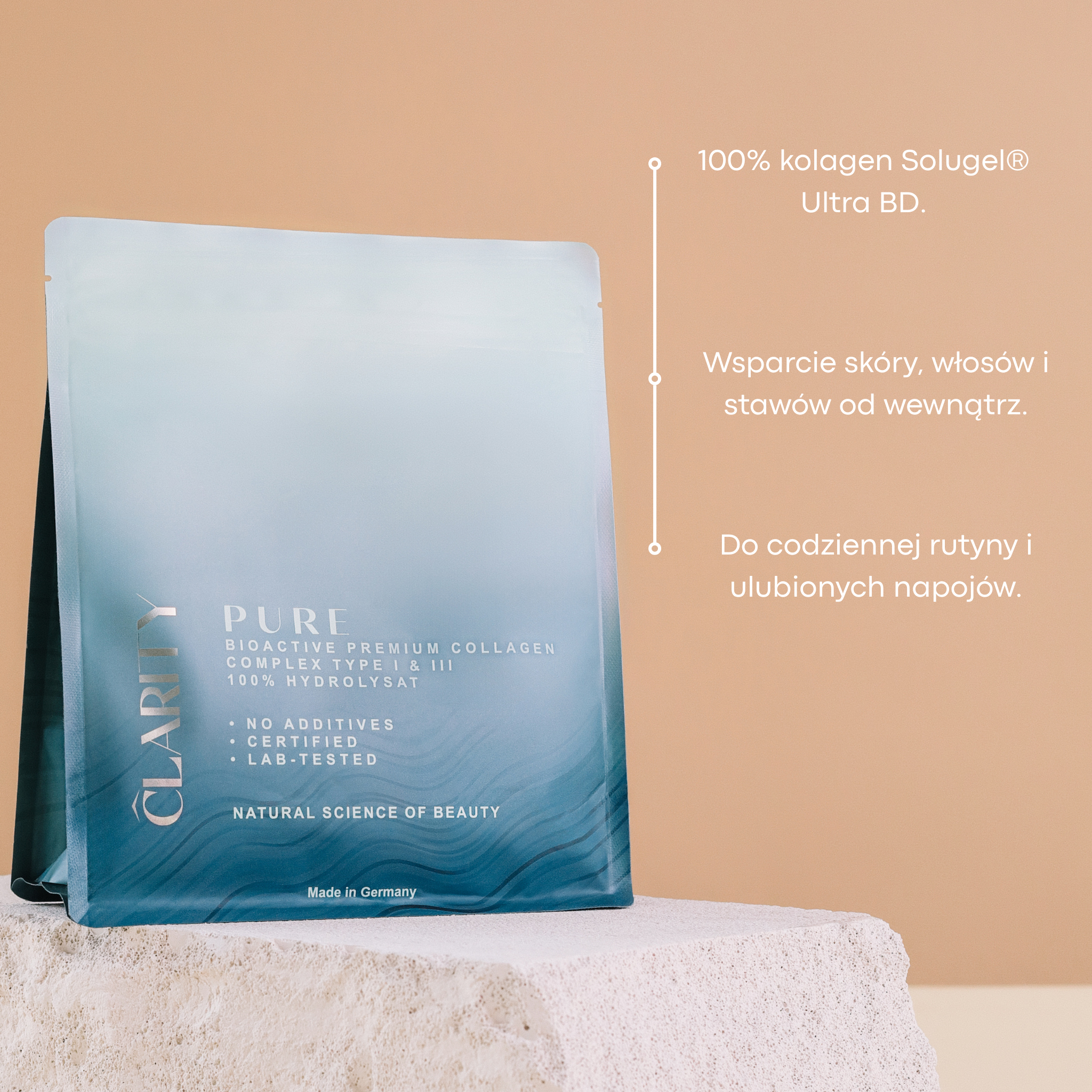 CLARITY Pure Collagen – proszek kolagenowy rozpuszczony w wodzie