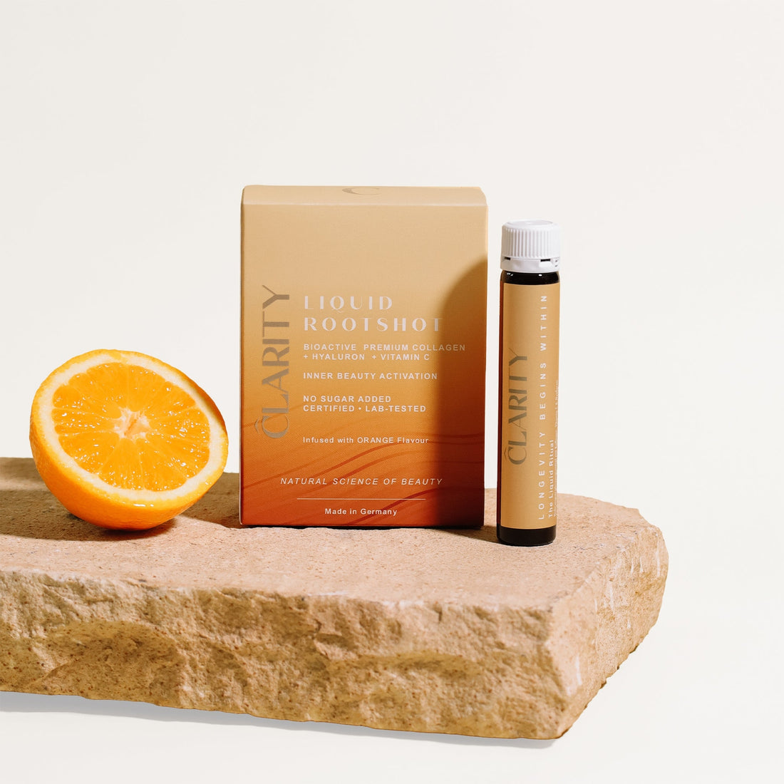 Liquid Rootshot | Blask skóry, nawilżenie i odporność w jednej ampułce · Kolagen + witamina C + kwas hialuronowy · 7 ampułek