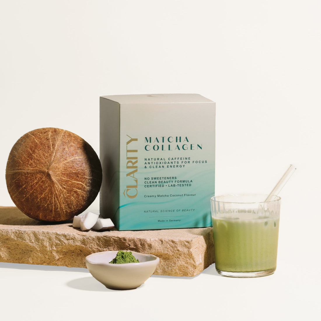 Matcha Collagen Go | Potrójny kolagen na skórę, włosy i stawy + prawdziwa matcha z naturalną kofeiną · 15 saszetek
