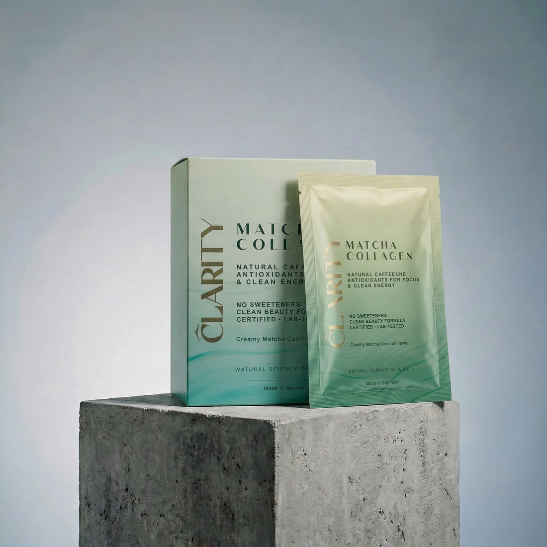 CLARITY Matcha Collagen Go – saszetki kolagenu z matchą, opakowanie 15 saszetek