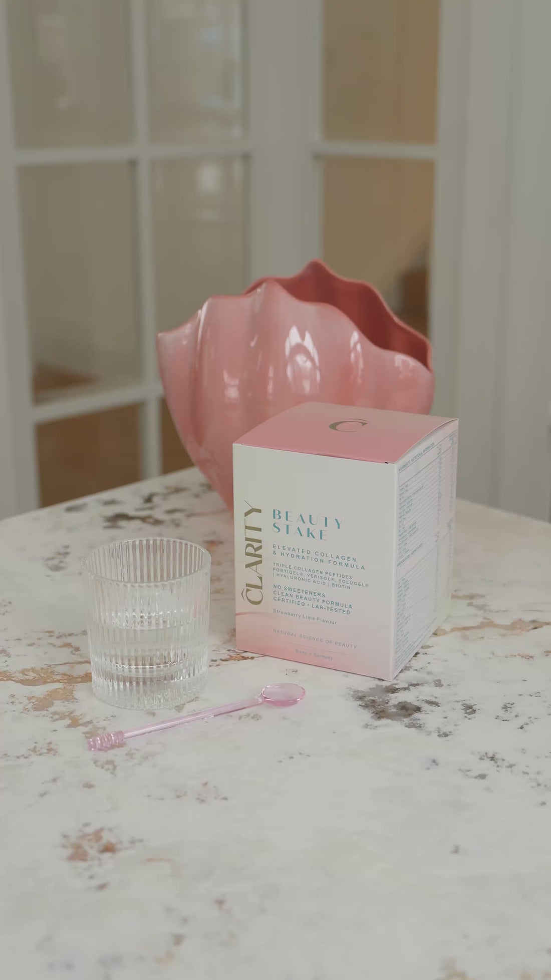 BEAUTY STAKE | 20,3 g potrójnego kolagenu na skórę, włosy i stawy + kwas hialuronowy + biotyna · Truskawka-limonka · 15 saszetek
